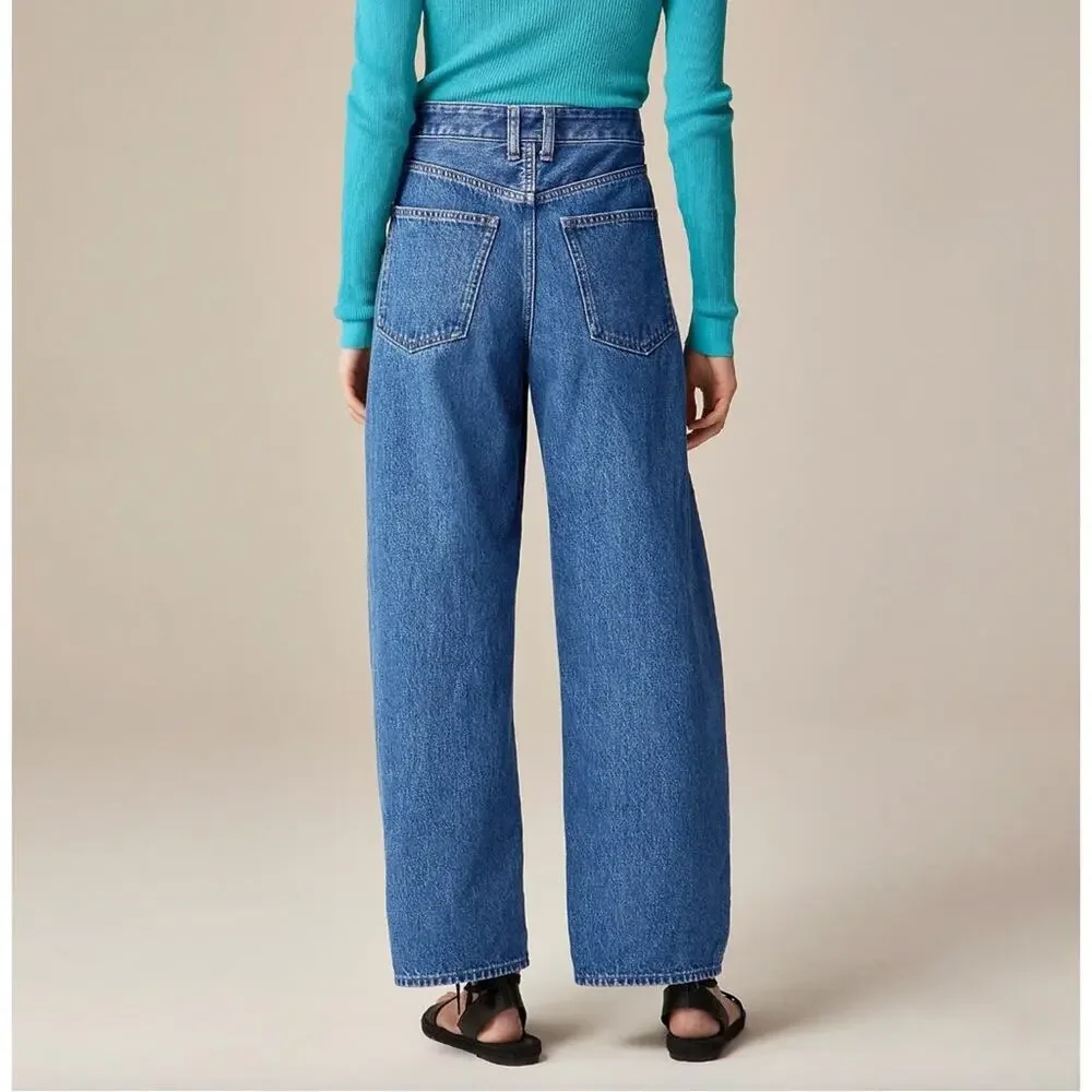 NWT J. Crew Barrel Leg Jean Relaxed Rigid Denim Elaine Wash Size 32 CK152
